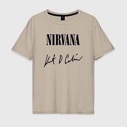 Футболка оверсайз мужская NIRVANA АВТОГРАФ КУРТА КОБЕЙНА, цвет: миндальный