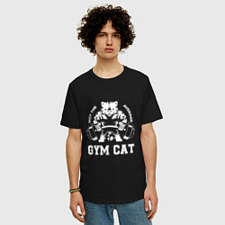 Футболка оверсайз мужская GYM Cat, цвет: черный — фото 2