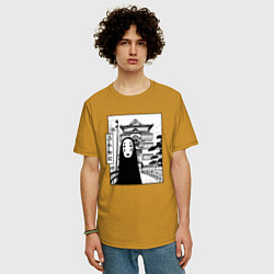Футболка оверсайз мужская No-Face Spirited Away Ghibli, цвет: горчичный — фото 2