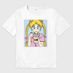Футболка оверсайз мужская Sailor Moon Usagi Tsukino, цвет: белый