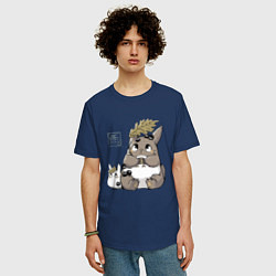 Футболка оверсайз мужская Тоторо, цвет: тёмно-синий — фото 2