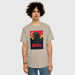 Футболка оверсайз мужская Godzilla, цвет: миндальный — фото 2