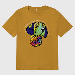 Футболка оверсайз мужская Берегись курцхаара, цвет: горчичный