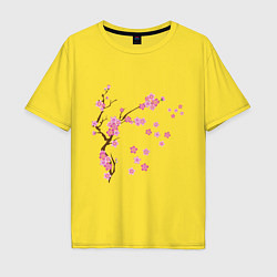 Футболка оверсайз мужская Розовая сакура, цвет: желтый