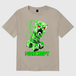 Футболка оверсайз мужская MINECRAFT CREEPER, цвет: миндальный