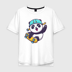 Футболка оверсайз мужская Панда скейтер, цвет: белый