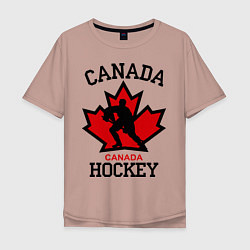 Футболка оверсайз мужская Canada Hockey, цвет: пыльно-розовый