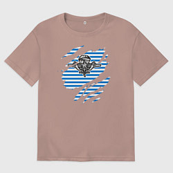 Футболка оверсайз мужская Рваная тельняшка, цвет: пыльно-розовый