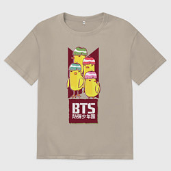 Футболка оверсайз мужская BTS Чики, цвет: миндальный