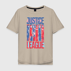 Футболка оверсайз мужская Justice League, цвет: миндальный
