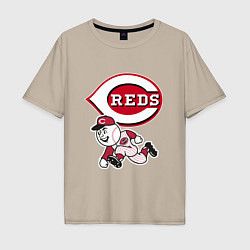 Футболка оверсайз мужская Cincinnati reds - baseball team - talisman, цвет: миндальный