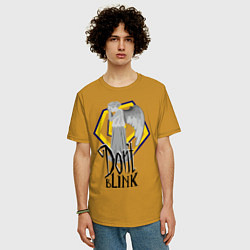 Футболка оверсайз мужская Don't blink, цвет: горчичный — фото 2