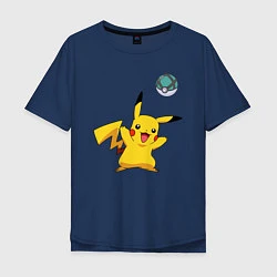 Футболка оверсайз мужская Pokemon pikachu 1, цвет: тёмно-синий