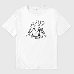 Футболка оверсайз мужская I hate people Ненавижу людей, цвет: белый