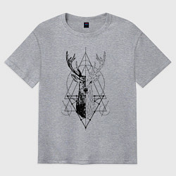 Футболка оверсайз мужская Polygonal deer, цвет: меланж