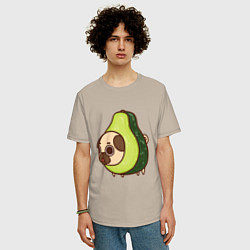 Футболка оверсайз мужская Мопс-авокадо, цвет: миндальный — фото 2