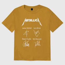 Футболка оверсайз мужская METALLICA АВТОГРАФЫ, цвет: горчичный
