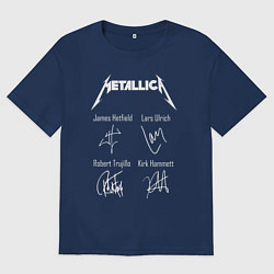 Футболка оверсайз мужская METALLICA АВТОГРАФЫ, цвет: тёмно-синий