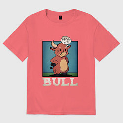 Футболка оверсайз мужская Bull, цвет: коралловый