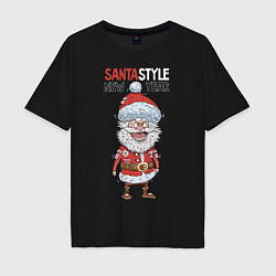 Футболка оверсайз мужская SantaSTYLE, цвет: черный