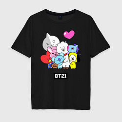 Футболка оверсайз мужская BT21, цвет: черный