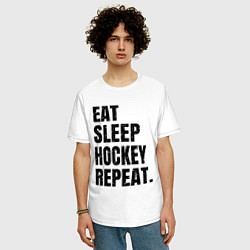 Футболка оверсайз мужская EAT SLEEP HOCKEY REPEAT, цвет: белый — фото 2