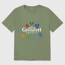 Футболка оверсайз мужская GENSHIN IMPACT, цвет: авокадо