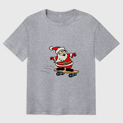 Футболка оверсайз мужская Санта на скейтборде, цвет: меланж