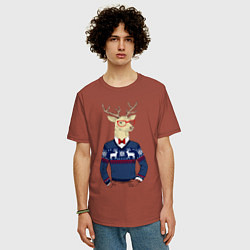Футболка оверсайз мужская Hipster Deer, цвет: кирпичный — фото 2