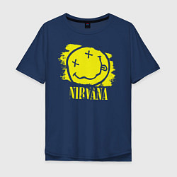 Футболка оверсайз мужская Nirvana Smile, цвет: тёмно-синий