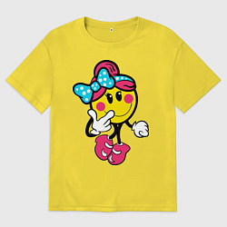 Футболка оверсайз мужская Девочка смайл, цвет: желтый