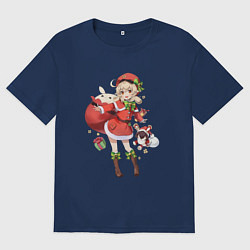 Футболка оверсайз мужская Рождественская Кли, цвет: тёмно-синий