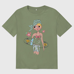 Футболка оверсайз мужская Мечтательная, цвет: авокадо