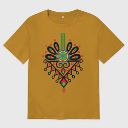 Футболка оверсайз мужская Польский узор Парзеница, цвет: горчичный