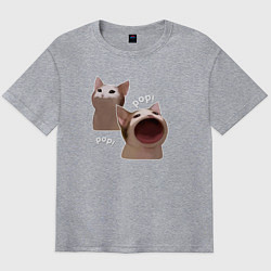 Футболка оверсайз мужская Cat Pop - Мем, цвет: меланж
