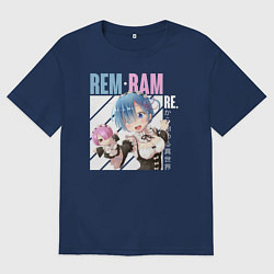 Футболка оверсайз мужская REM, RAM, цвет: тёмно-синий
