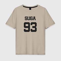 Футболка оверсайз мужская BTS - Suga 93, цвет: миндальный