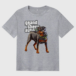 Футболка оверсайз мужская ЧОП - ротвейлер из GTA 5, цвет: меланж