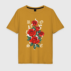 Футболка оверсайз мужская РОЗЫ ROSES SMOKE, цвет: горчичный