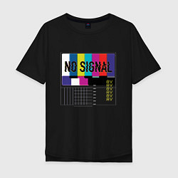 Футболка оверсайз мужская Vaporwave No Signal TV, цвет: черный