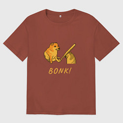 Футболка оверсайз мужская Doge Bonk go to horny jail, цвет: кирпичный