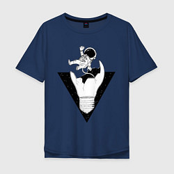Футболка оверсайз мужская Космонавт падает, цвет: тёмно-синий