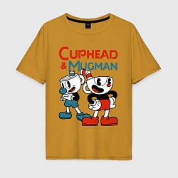 Футболка оверсайз мужская Cuphead & Mugman, цвет: горчичный