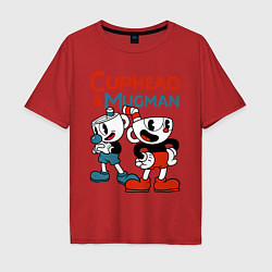 Футболка оверсайз мужская Cuphead & Mugman, цвет: красный