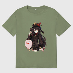 Футболка оверсайз мужская Ху Тао, цвет: авокадо