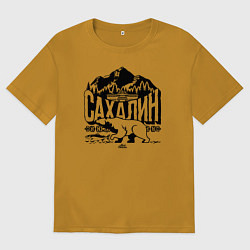 Футболка оверсайз мужская Остров Сахалин, цвет: горчичный