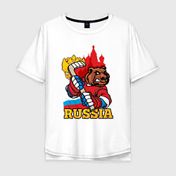 Футболка оверсайз мужская Хоккей Россия, цвет: белый