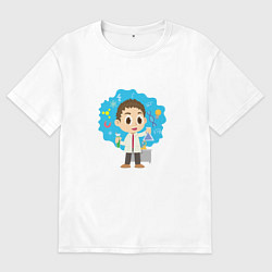 Футболка оверсайз мужская Маленький Ученый, цвет: белый