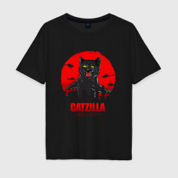 Футболка оверсайз мужская КОТЗИЛЛА CATZILLA, цвет: черный