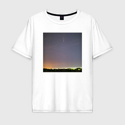 Футболка оверсайз мужская Комета на фоне ночного неба, цвет: белый